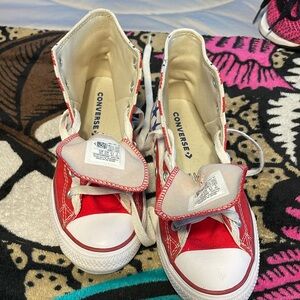 Converse all star Chuck Taylor USA flag Stars and Stripes high tops kids size 2.